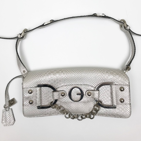 Guess Handbags - Guess silver snakeskin shoulder/handbag